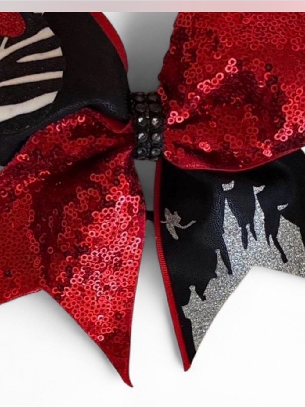 Disney Red and Black Sequin cheer style Hair Bow